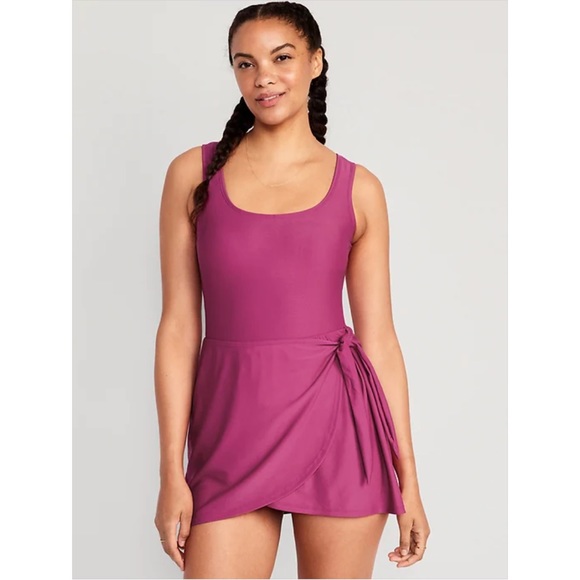 'NWT Old Navy Wrap-Front Swimsuit Dress - Picture 1 of 8